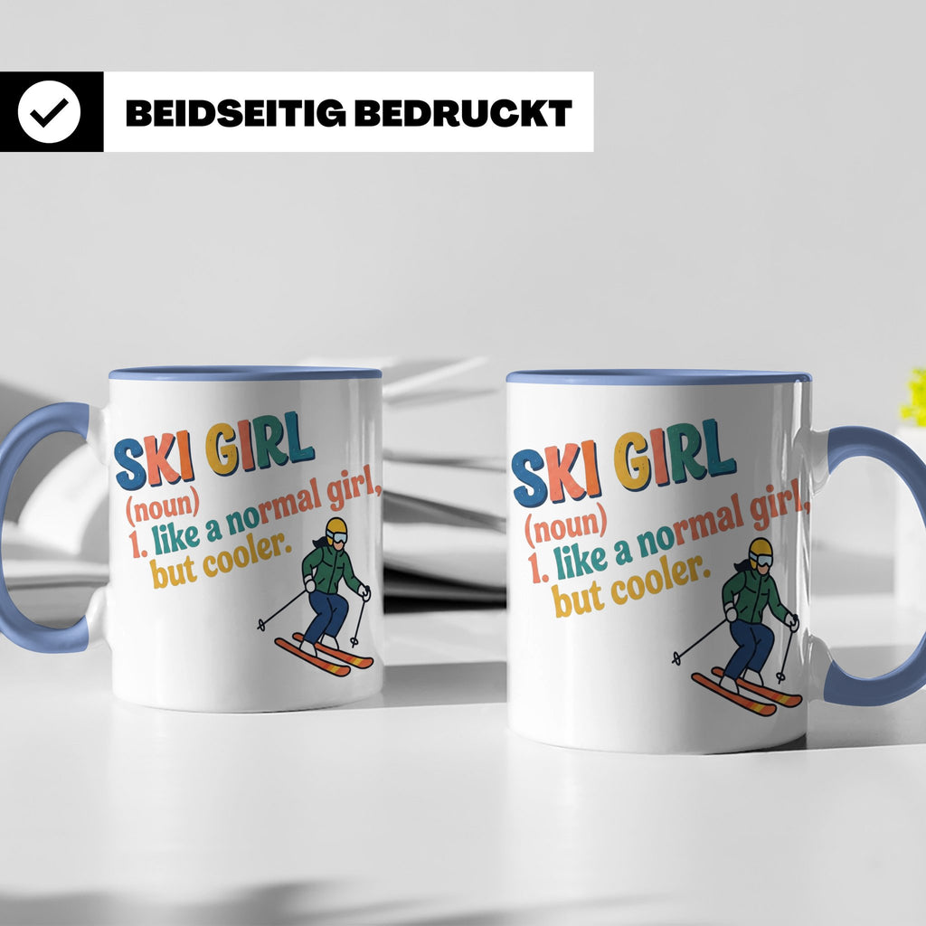 Ski Girl Tasse lustig, Definition Skifahrerin Kaffeebecher,  – Blau [farbe:blau]