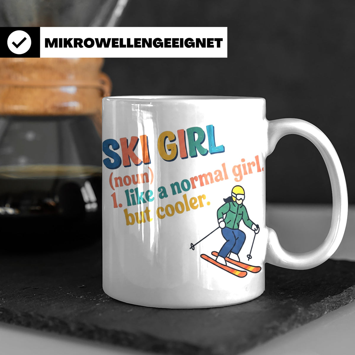 Ski Girl Tasse lustig, Definition Skifahrerin Kaffeebecher,  – Weiß [farbe:weiß]