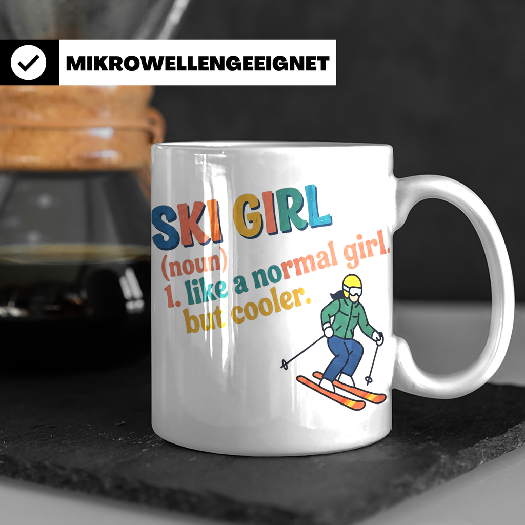 Ski Girl Tasse lustig, Definition Skifahrerin Kaffeebecher,  – Weiß [farbe:weiß]
