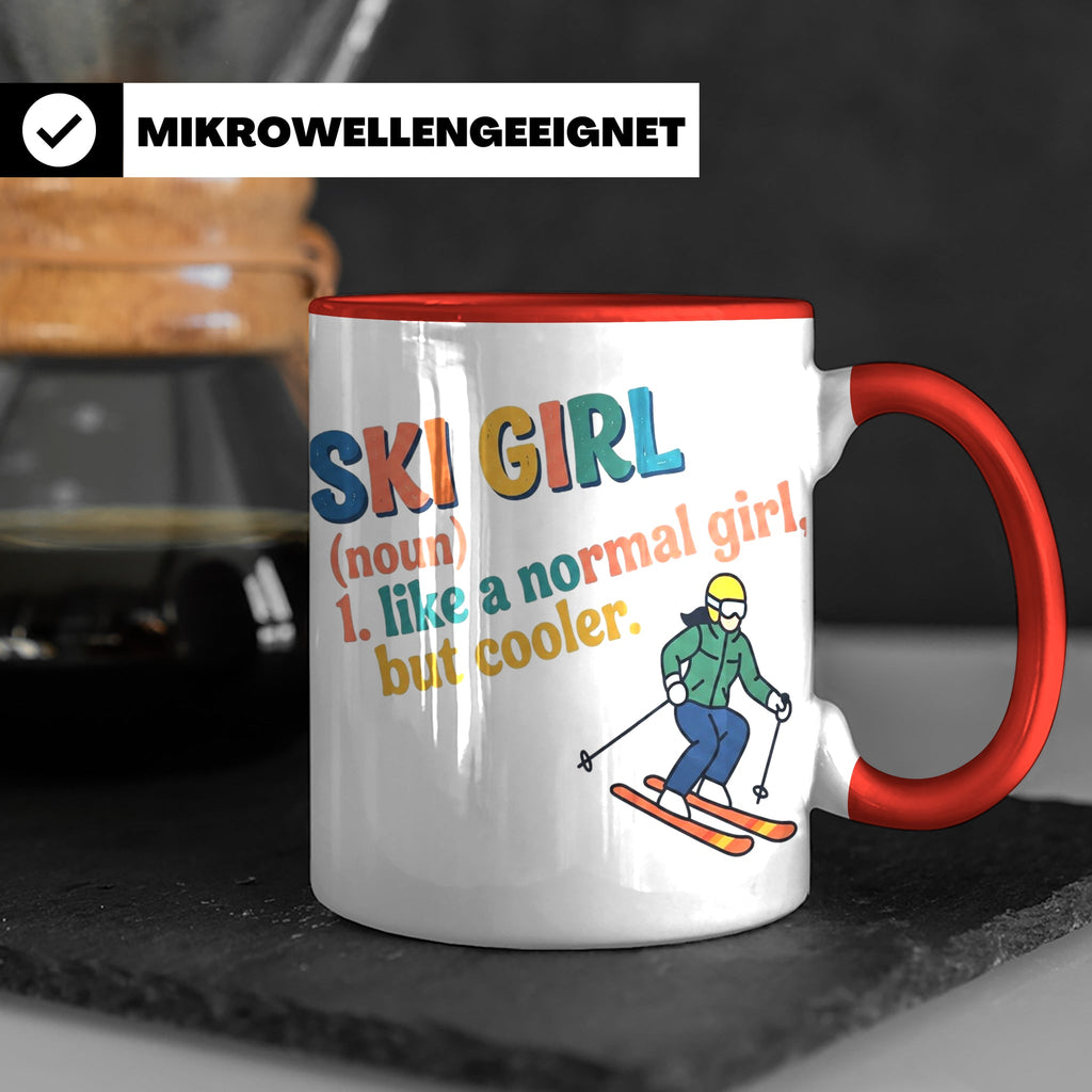 Ski Girl Tasse lustig, Definition Skifahrerin Kaffeebecher,  – Rot [farbe:rot]