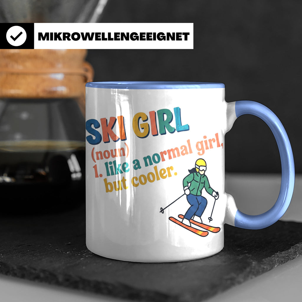 Ski Girl Tasse lustig, Definition Skifahrerin Kaffeebecher,  – Blau [farbe:blau]