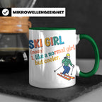 Ski Girl Tasse lustig, Definition Skifahrerin Kaffeebecher,  – Grün [farbe:grün]