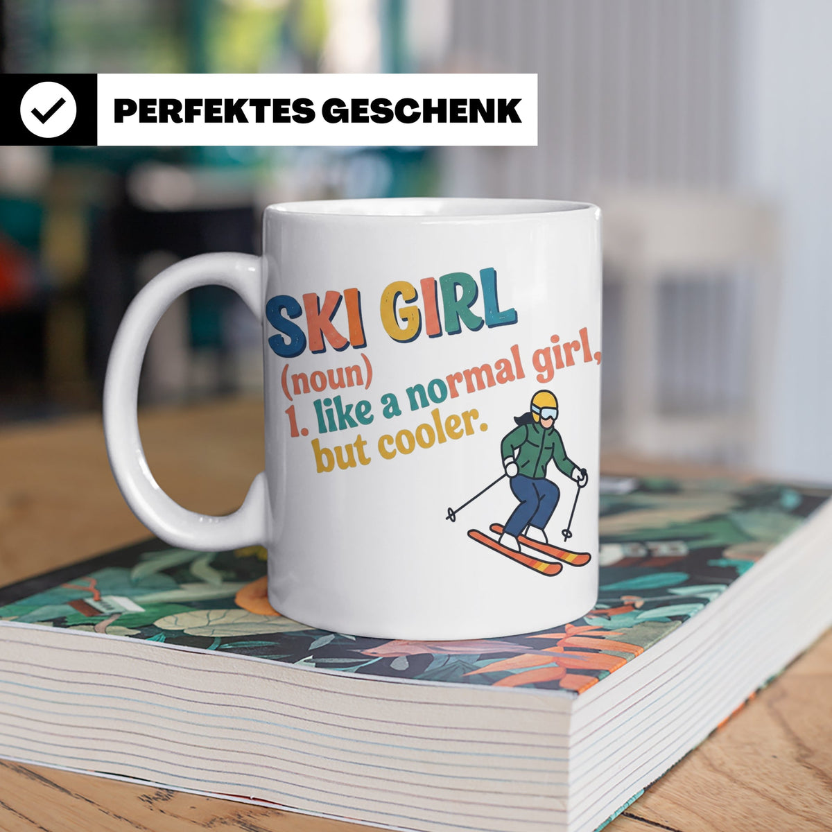 Ski Girl Tasse lustig, Definition Skifahrerin Kaffeebecher,  – Weiß [farbe:weiß]