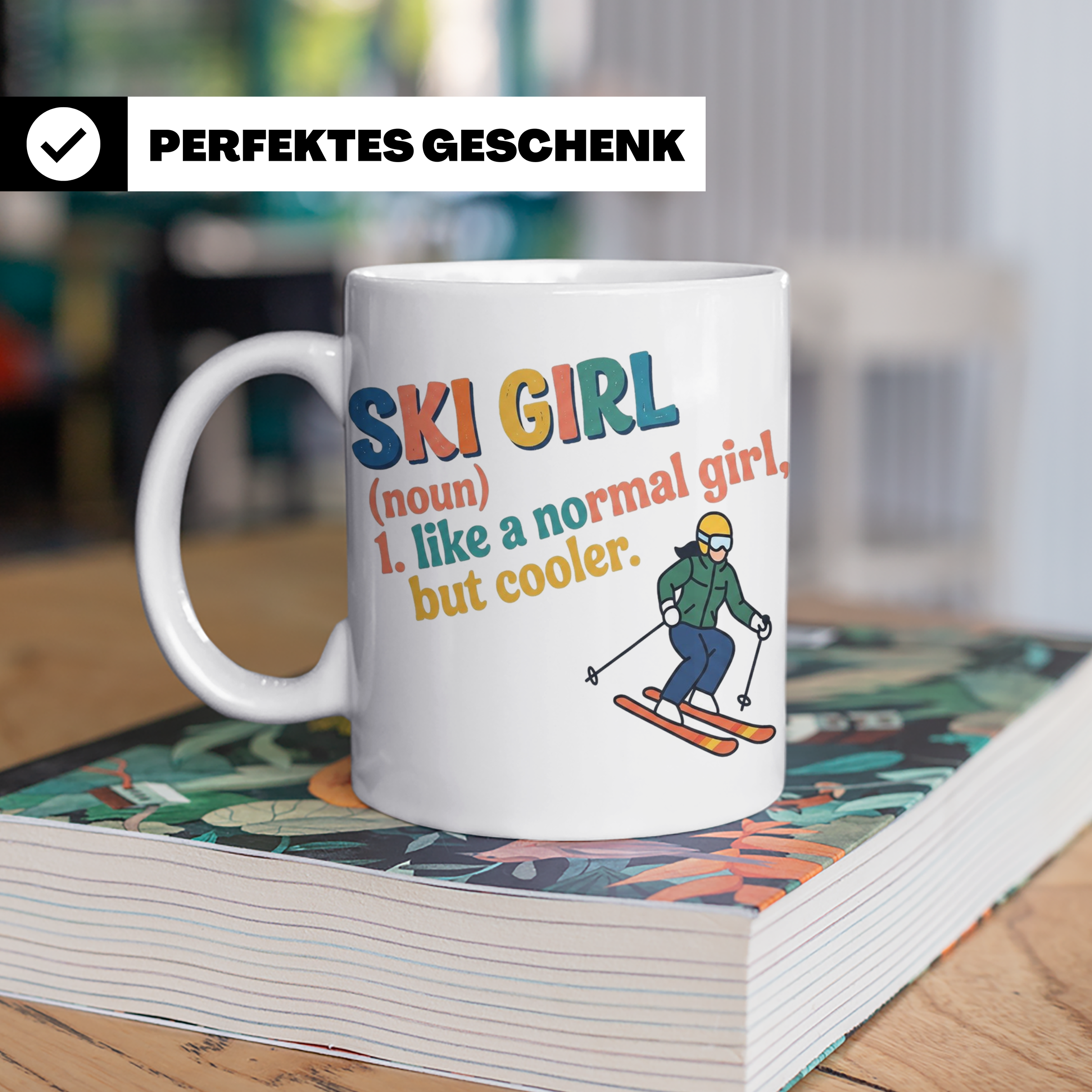 Ski Girl Tasse lustig, Definition Skifahrerin Kaffeebecher,  – Weiß [farbe:weiß]