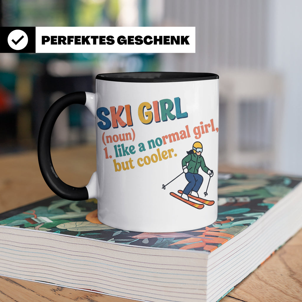 Ski Girl Tasse lustig, Definition Skifahrerin Kaffeebecher,  – Schwarz [farbe:schwarz]