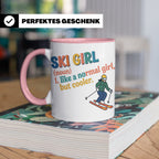 Ski Girl Tasse lustig, Definition Skifahrerin Kaffeebecher,  – Rosa [farbe:rosa]