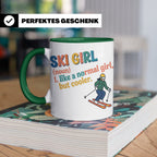 Ski Girl Tasse lustig, Definition Skifahrerin Kaffeebecher,  – Grün [farbe:grün]
