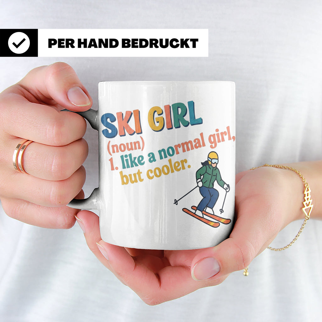 Ski Girl Tasse lustig, Definition Skifahrerin Kaffeebecher,  – Weiß [farbe:weiß]