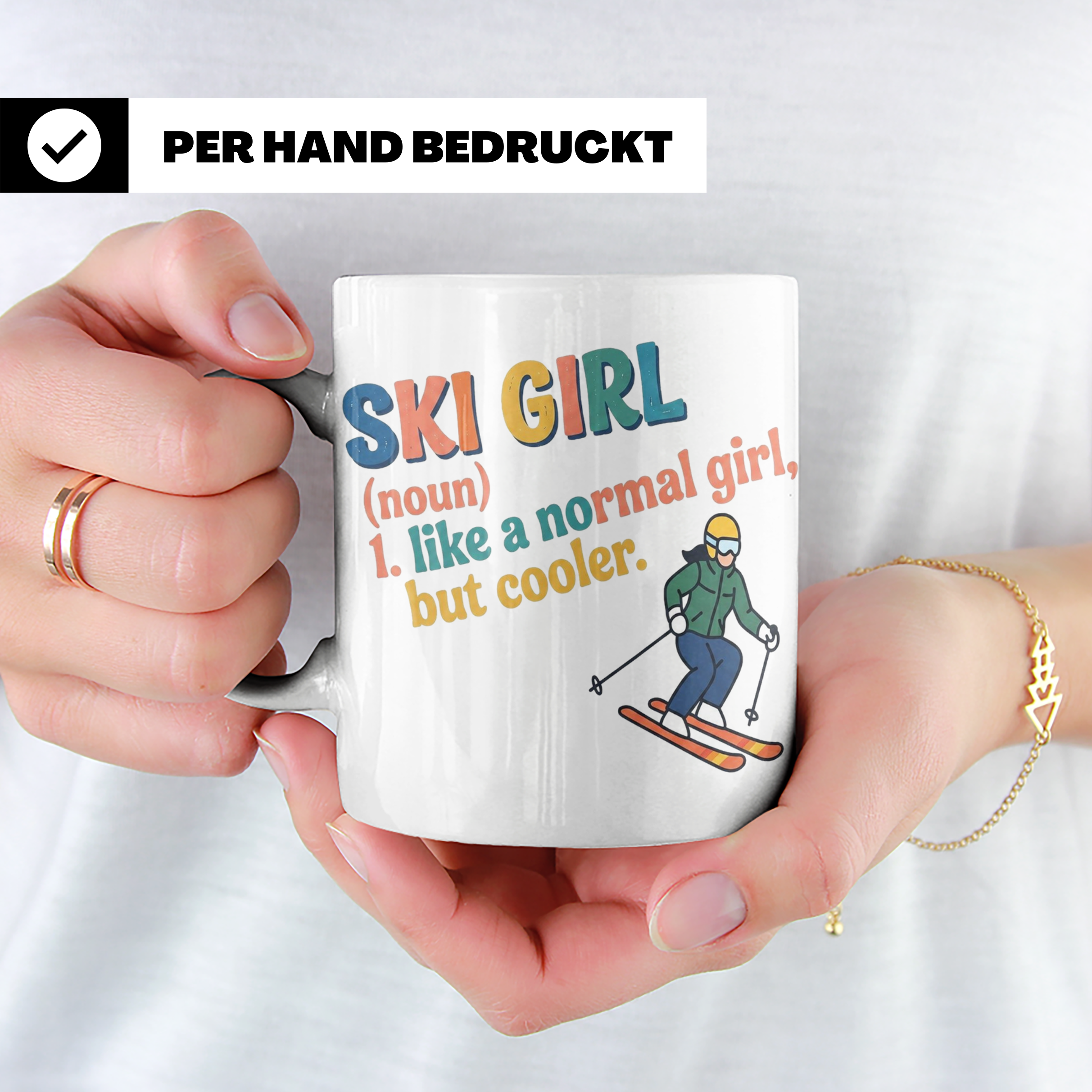 Ski Girl Tasse lustig, Definition Skifahrerin Kaffeebecher,  – Weiß [farbe:weiß]