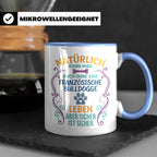 Französische Bulldogge Tasse mit Spruch Ohne Frenchie Leben  – Blau [farbe:blau]