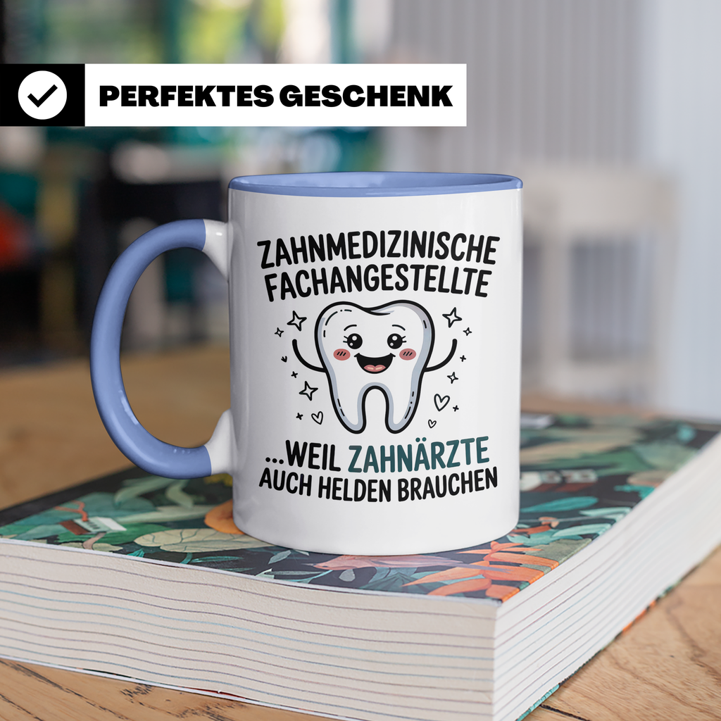 Zahnmedizinische Fachangestellte Tasse - ZFA Held - Zahnarzt Helfer - Geschenkidee für Zahnarzthelferin - Zahnarztpraxis Mitarbeiter