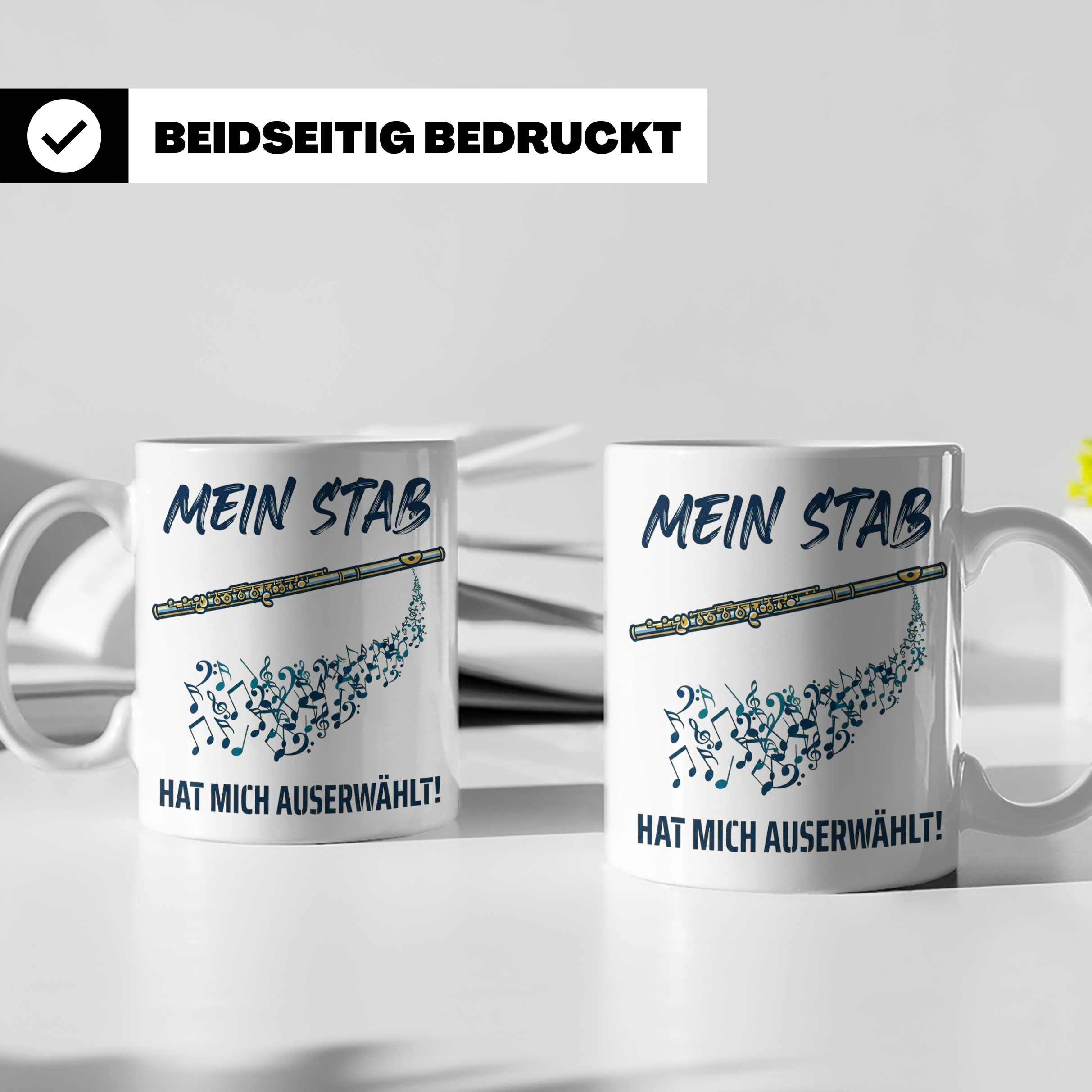 Querflöte Tasse Mein Stab hat mich auserwählt, lustiges Gesc – Weiß [farbe:weiß]