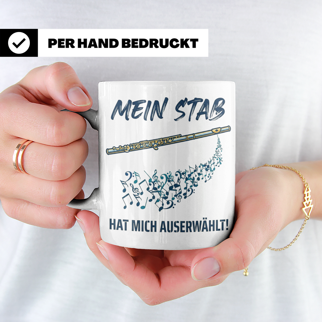 Querflöte Tasse Mein Stab hat mich auserwählt, lustiges Gesc – Weiß [farbe:weiß]