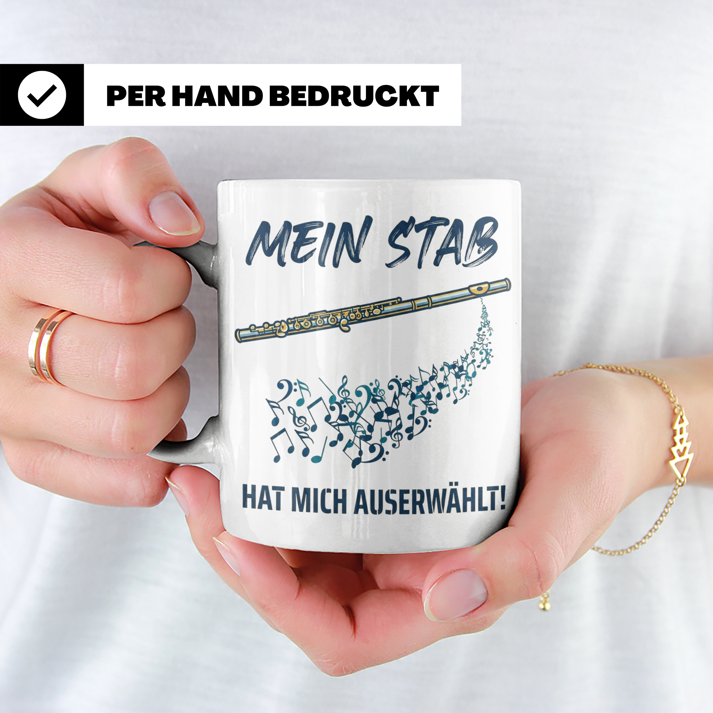 Querflöte Tasse Mein Stab hat mich auserwählt, lustiges Gesc – Weiß [farbe:weiß]