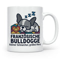 Französische Bulldogge Tasse mit Spruch kleiner Schnarcher g – Weiß [farbe:weiß]