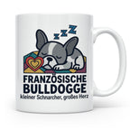 Französische Bulldogge Tasse mit Spruch kleiner Schnarcher g – Weiß [farbe:weiß]