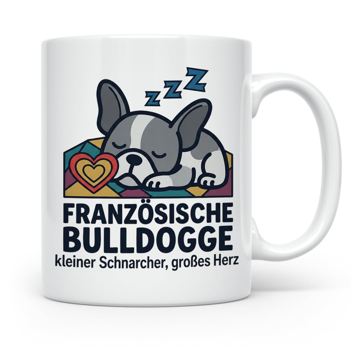 Französische Bulldogge Tasse mit Spruch kleiner Schnarcher g – Weiß [farbe:weiß]