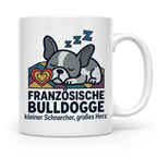Französische Bulldogge Tasse mit Spruch kleiner Schnarcher g – Weiß [farbe:weiß]