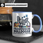 Französische Bulldogge Tasse mit Spruch kleiner Schnarcher g – Blau [farbe:blau]