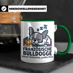 Französische Bulldogge Tasse mit Spruch kleiner Schnarcher g – Grün [farbe:grün]
