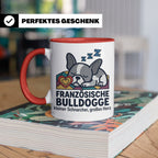 Französische Bulldogge Tasse mit Spruch kleiner Schnarcher g – Rot [farbe:rot]