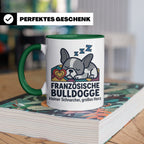 Französische Bulldogge Tasse mit Spruch kleiner Schnarcher g – Grün [farbe:grün]