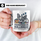 Französische Bulldogge Tasse mit Spruch kleiner Schnarcher g – Weiß [farbe:weiß]