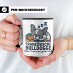 Französische Bulldogge Tasse mit Spruch kleiner Schnarcher g – Schwarz [farbe:schwarz]