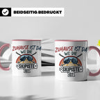 Skifahrer Tasse mit Spruch Zuhause ist da wo die Skipiste is – Rosa [farbe:rosa]