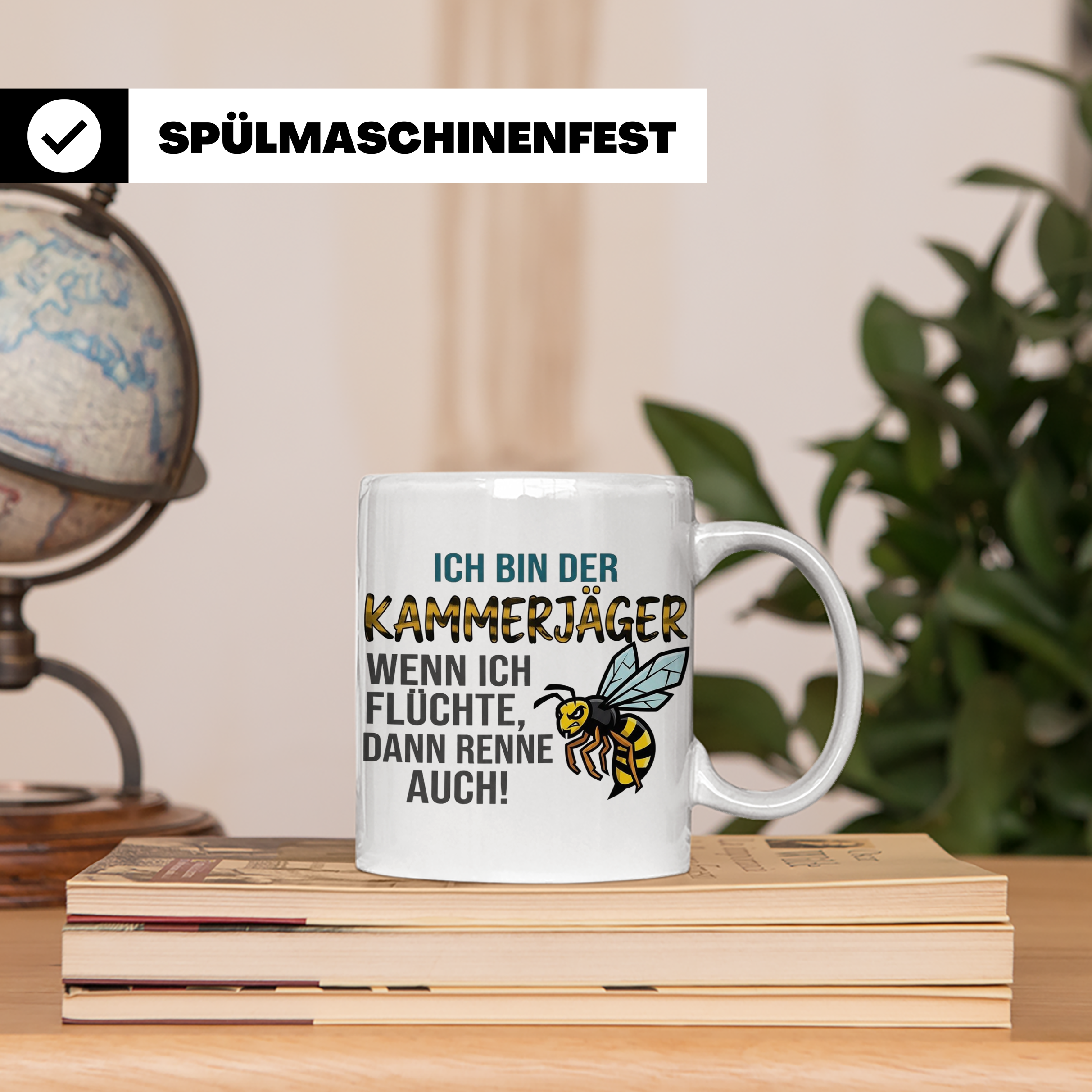 Kammerjäger Tasse mit Spruch Wenn ich flüchte renne auch | G – Weiß [farbe:weiß]