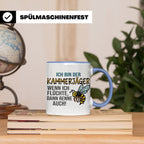 Kammerjäger Tasse mit Spruch Wenn ich flüchte renne auch | G – Blau [farbe:blau]