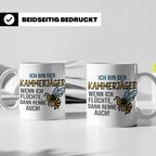 Kammerjäger Tasse mit Spruch Wenn ich flüchte renne auch | G – Weiß [farbe:weiß]