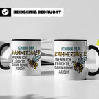 Kammerjäger Tasse mit Spruch Wenn ich flüchte renne auch | G – Schwarz [farbe:schwarz]