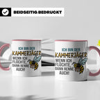 Kammerjäger Tasse mit Spruch Wenn ich flüchte renne auch | G – Rosa [farbe:rosa]
