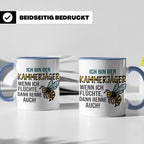 Kammerjäger Tasse mit Spruch Wenn ich flüchte renne auch | G – Blau [farbe:blau]