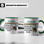 Kammerjäger Tasse mit Spruch Wenn ich flüchte renne auch | G – Grün [farbe:grün]