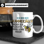 Kammerjäger Tasse mit Spruch Wenn ich flüchte renne auch | G – Weiß [farbe:weiß]
