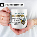Kammerjäger Tasse mit Spruch Wenn ich flüchte renne auch | G – Weiß [farbe:weiß]