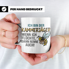 Kammerjäger Tasse mit Spruch Wenn ich flüchte renne auch | G – Weiß [farbe:weiß]