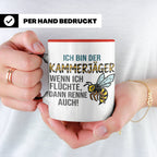 Kammerjäger Tasse mit Spruch Wenn ich flüchte renne auch | G – Rot [farbe:rot]