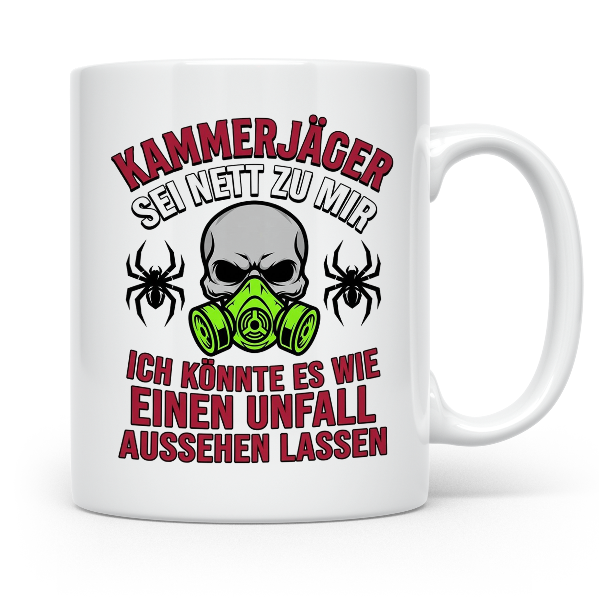 Kammerjäger Tasse lustig mit Spruch Schädlingsbekämpfer Kaff – Weiß [farbe:weiß]
