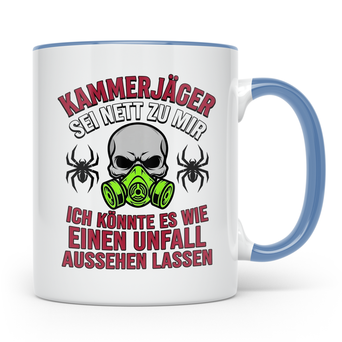 Kammerjäger Tasse lustig mit Spruch Schädlingsbekämpfer Kaff – Blau [farbe:blau]
