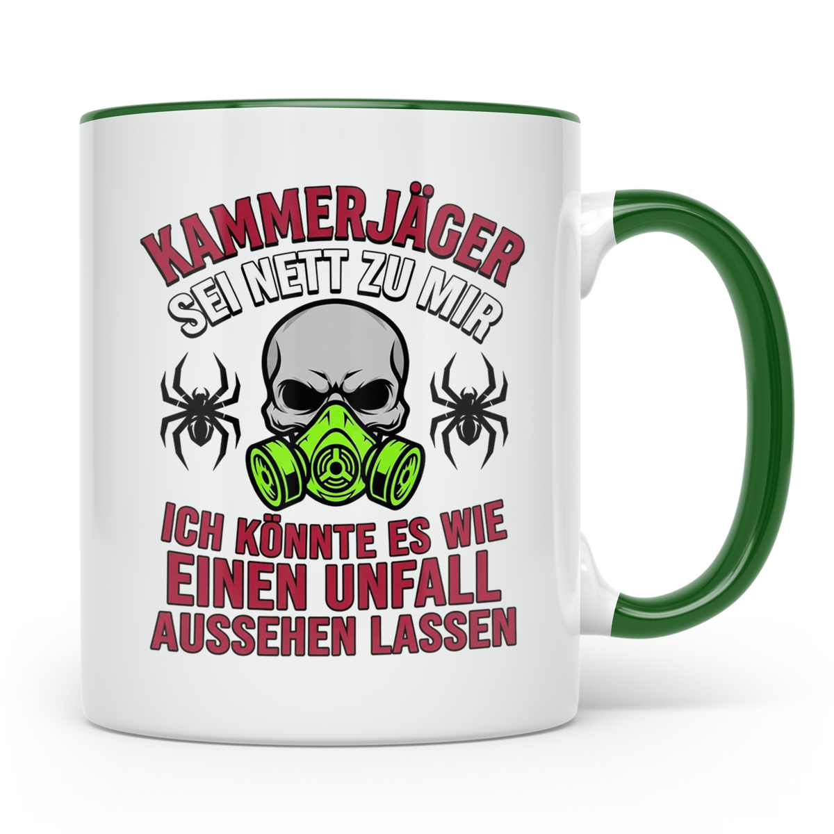 Kammerjäger Tasse lustig mit Spruch Schädlingsbekämpfer Kaff – Grün [farbe:grün]