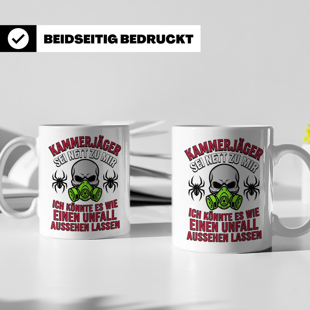 Kammerjäger Tasse lustig mit Spruch Schädlingsbekämpfer Kaff – Weiß [farbe:weiß]