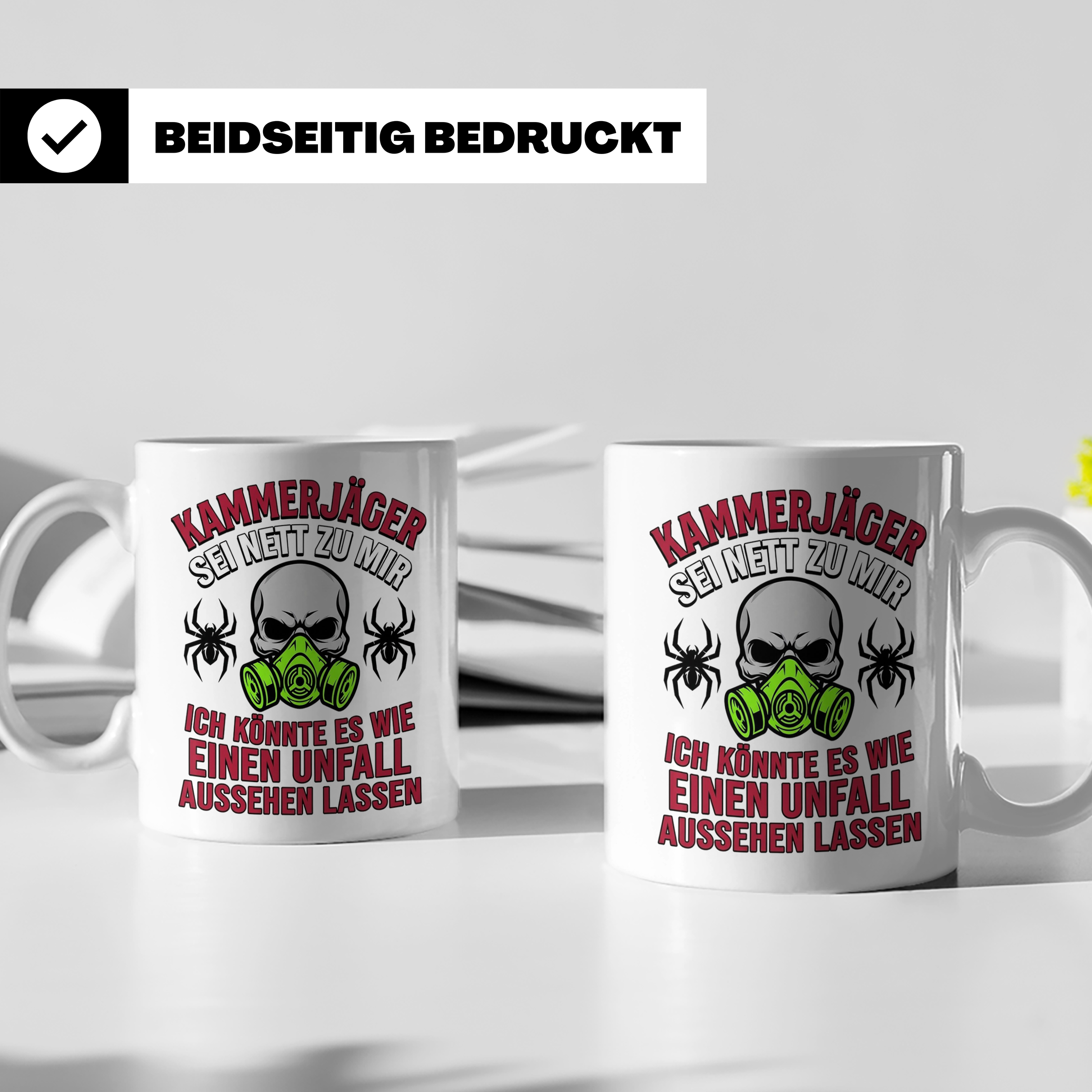 Kammerjäger Tasse lustig mit Spruch Schädlingsbekämpfer Kaff – Weiß [farbe:weiß]