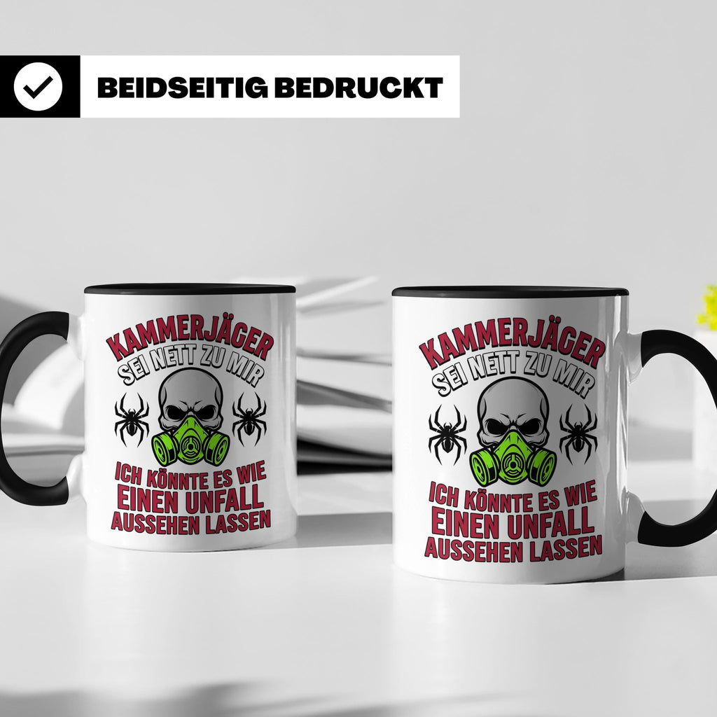 Kammerjäger Tasse lustig mit Spruch Schädlingsbekämpfer Kaff – Schwarz [farbe:schwarz]