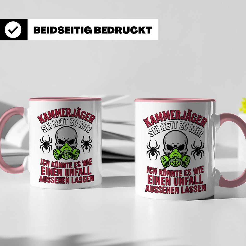 Kammerjäger Tasse lustig mit Spruch Schädlingsbekämpfer Kaff – Rosa [farbe:rosa]
