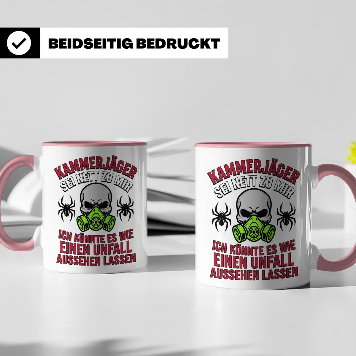 Kammerjäger Tasse lustig mit Spruch Schädlingsbekämpfer Kaff – Rosa [farbe:rosa]