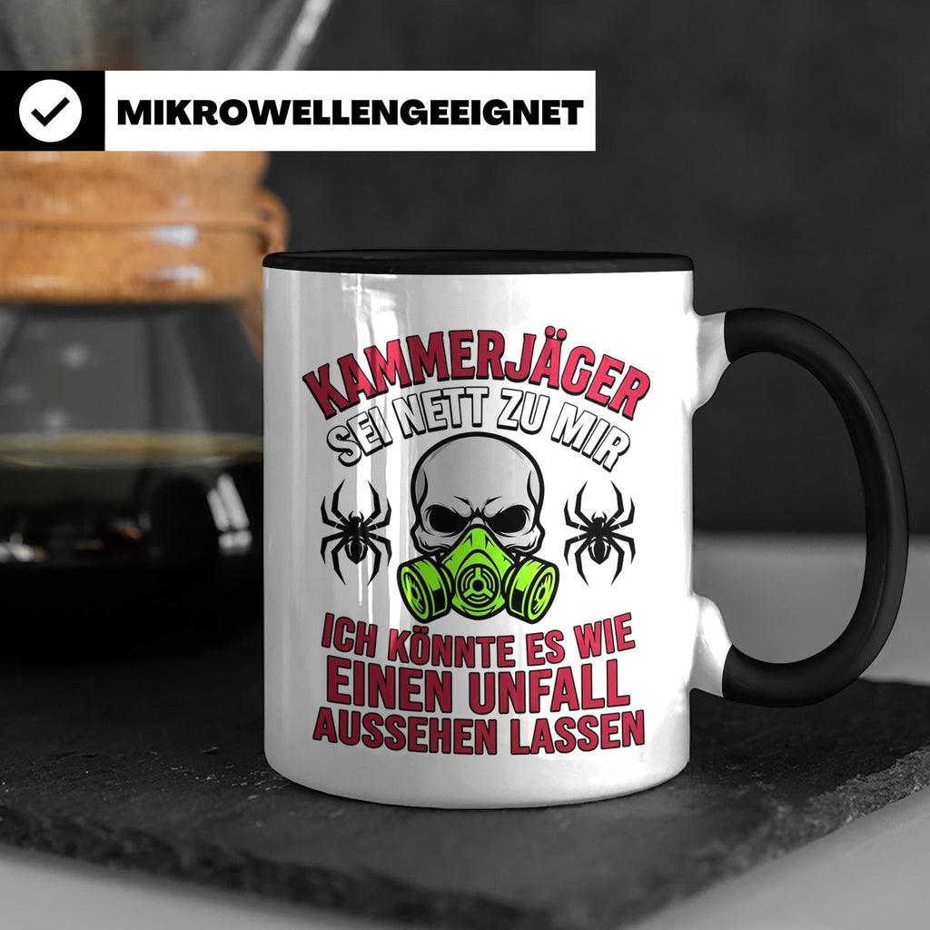 Kammerjäger Tasse lustig mit Spruch Schädlingsbekämpfer Kaff – Schwarz [farbe:schwarz]