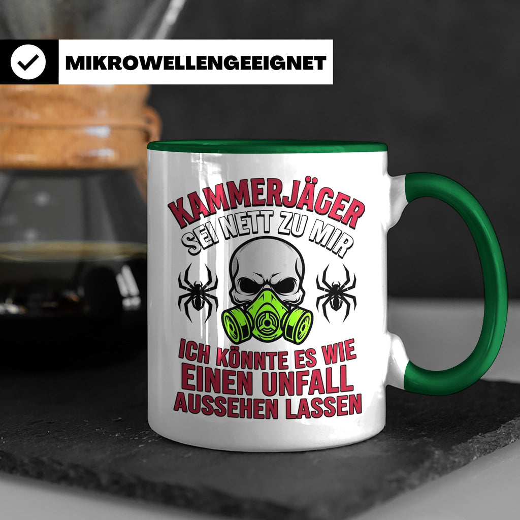 Kammerjäger Tasse lustig mit Spruch Schädlingsbekämpfer Kaff – Grün [farbe:grün]